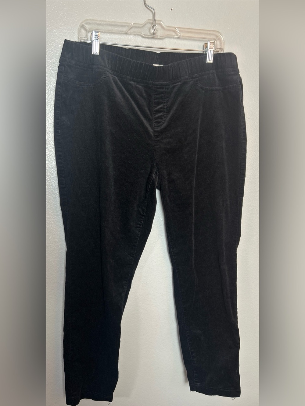 Eileen Fisher Black Organic Cotton Corduroy Pull On Leggings Slim Pants Petite L